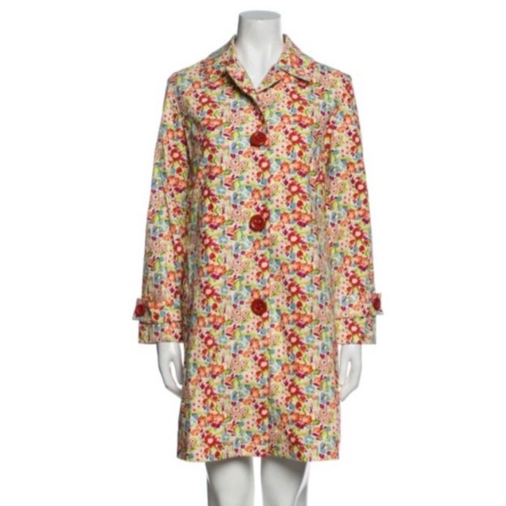Vintage Bill Blass Floral Trench Coat XL